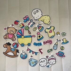 Set of 25 Homemade Baby Theme Scrapbook Stickers